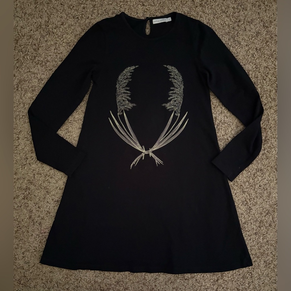 Carbon Soldier Girls Black Long Sleeve A Line Dress Angel Size 10